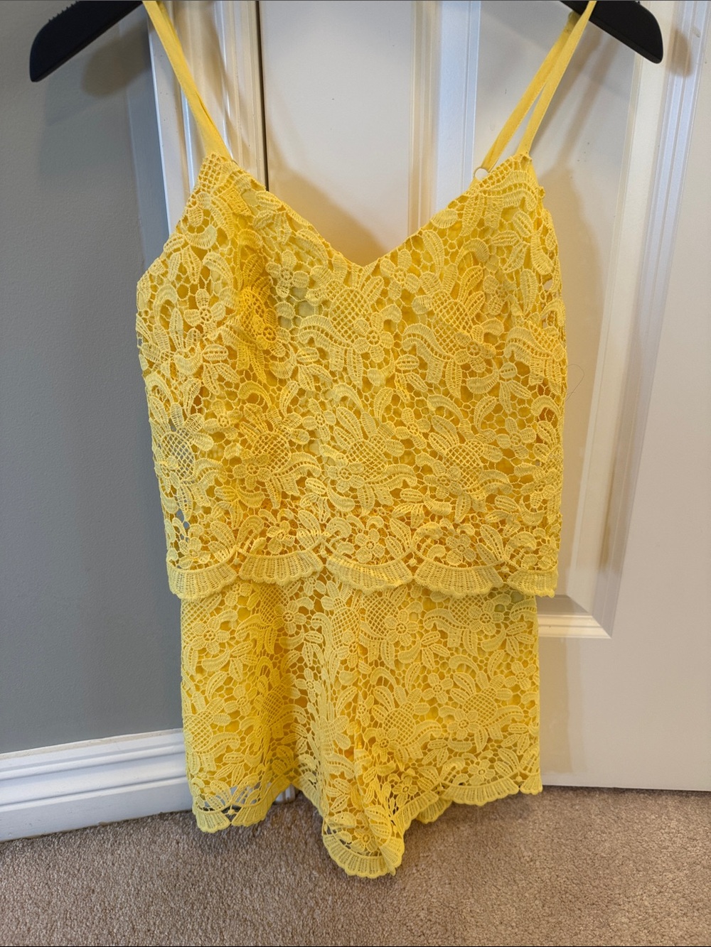 bebe Yellow Lace Cami Romper
